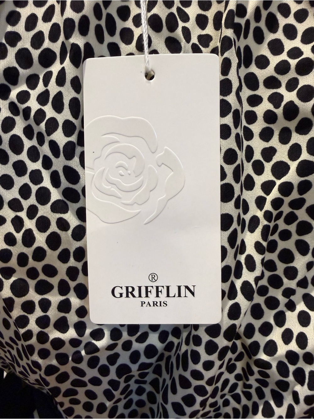 Griffin Paris NWT Cream Dot Wrap Dress with Tie Belt - Picture 10 of 13